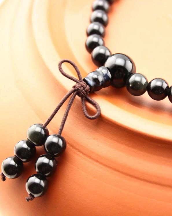 Vòng tay mã não đen phối đỏ 108 hạt phong cách phật giáo VT16
