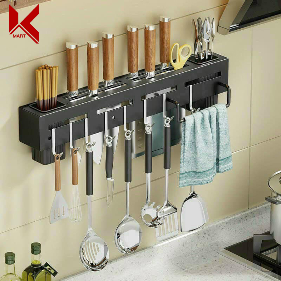 Kệ để dao thớt gắn tường cao cấp Phú Khang, không cần khoan đục - K-Mart