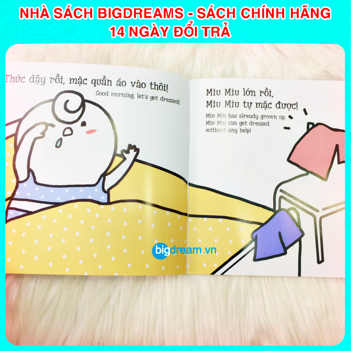 BẢN MỚI SONG NGỮ Miu Miu Tự Lập - Mặc Quần Áo Ehon Kĩ Năng Sống Cho Bé 1-6 Tuổi Miu miu hiểu chuyện Miu bé nhỏ