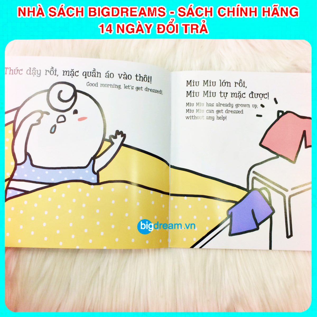 BẢN MỚI SONG NGỮ Miu Miu Tự Lập - Mặc Quần Áo Ehon Kĩ Năng Sống Cho Bé 1-6 Tuổi (Phần 1) Miu miu hiểu chuyện Miu bé nhỏ