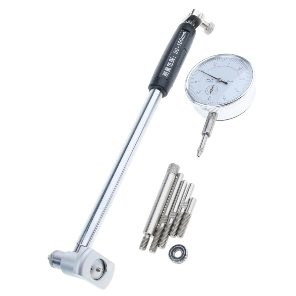 Dial Bore Gauge, 50-160MM Bore Gauge Set Diameter Indicator Measuring Engine Cylinder Tool Kit Used to Measure Internal Dimensions