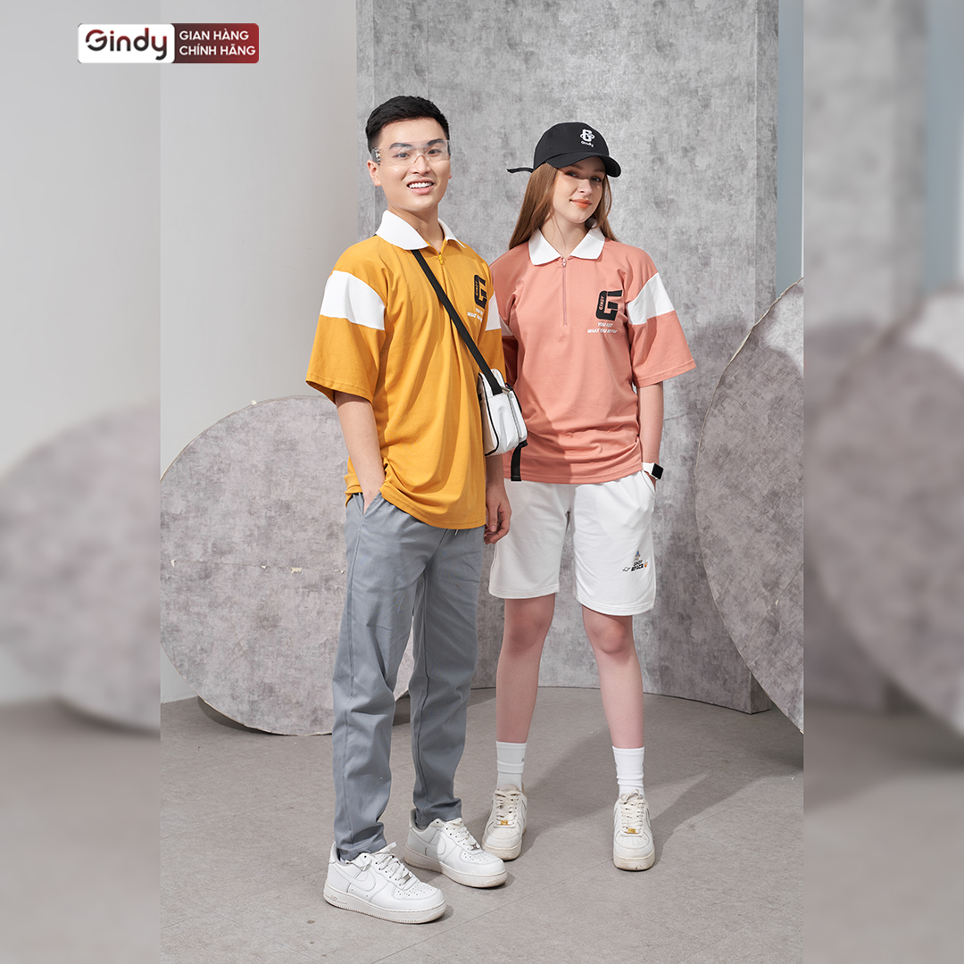 Áo thun polo nam nữ form rộng GINDY phông unisex thời trang Hàn Quốc Local Brand A074