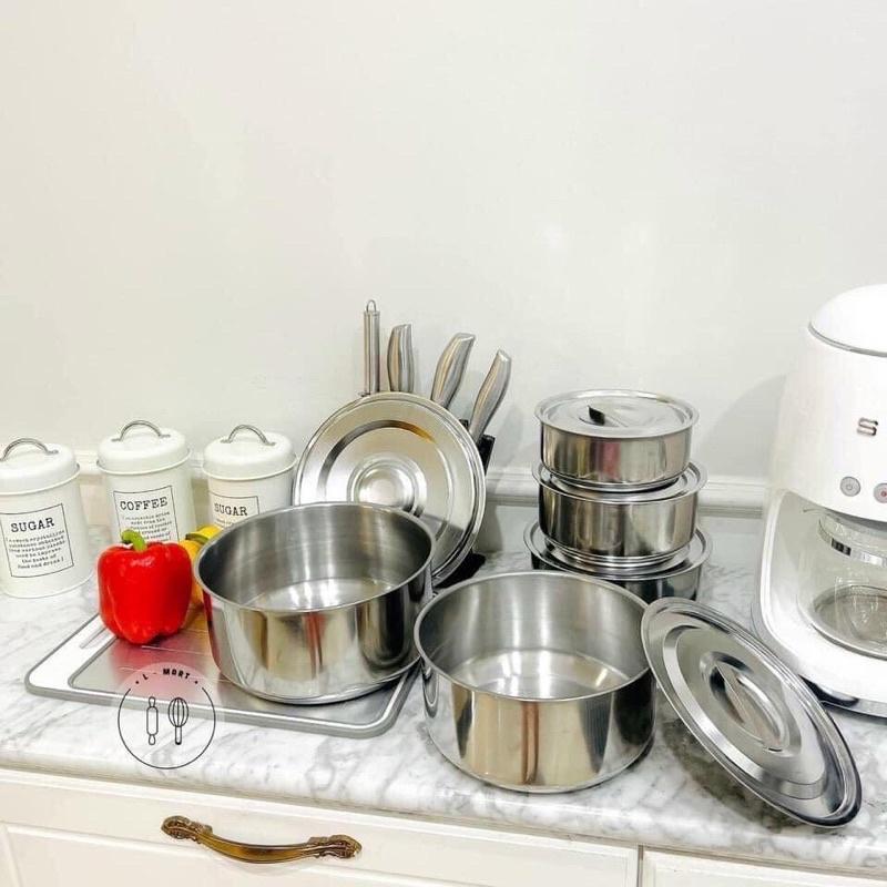 Bộ Nồi Inox 5 Món MY HOME Không Quai Đủ Kích Cỡ Siêu Tiện Lợi Đa Năng hót hít 2021