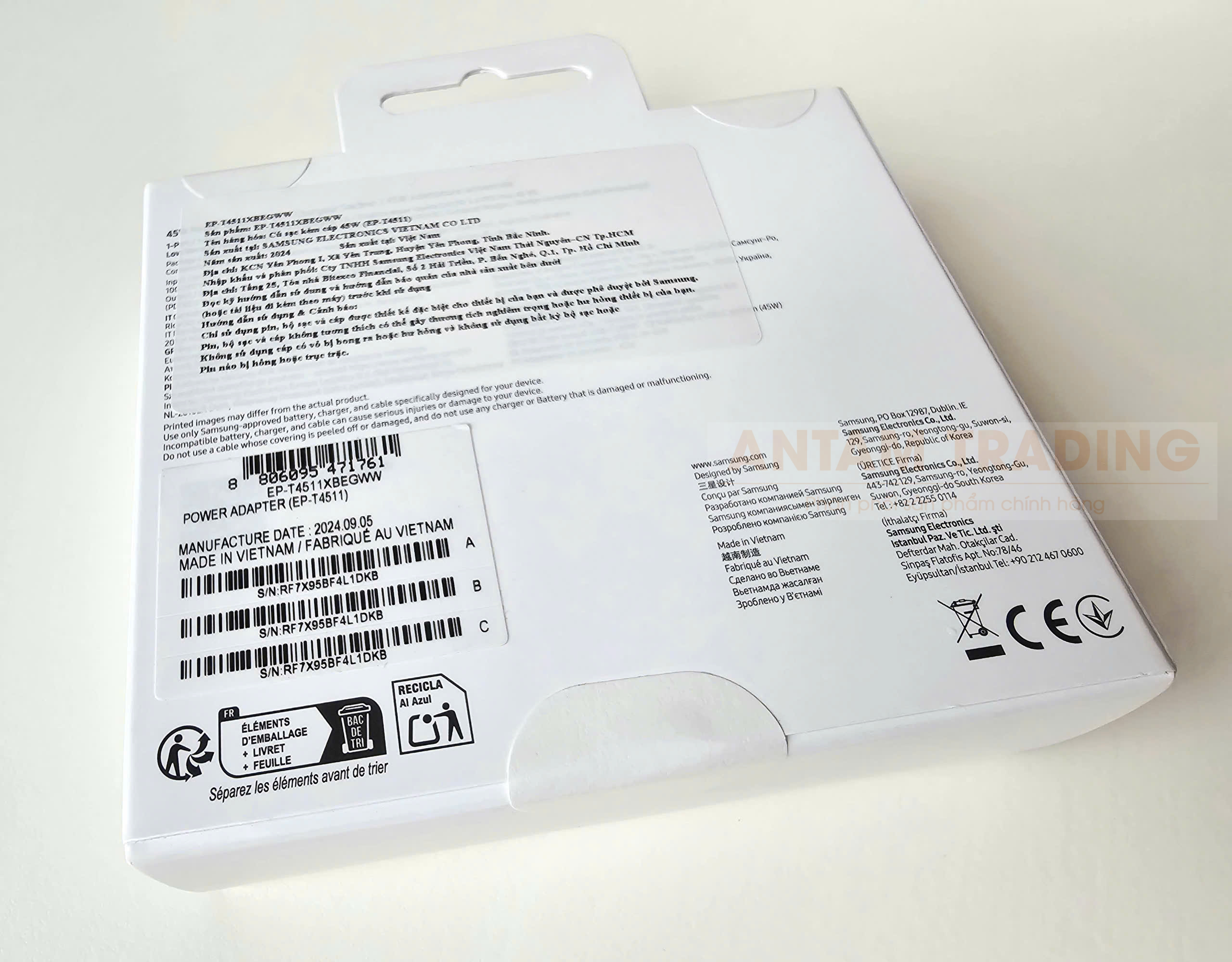 Bộ sạc Samsung 45W (Kèm cáp C-C 5A, 1.8m) (EP-T4510) - Hàng Chính Hãng