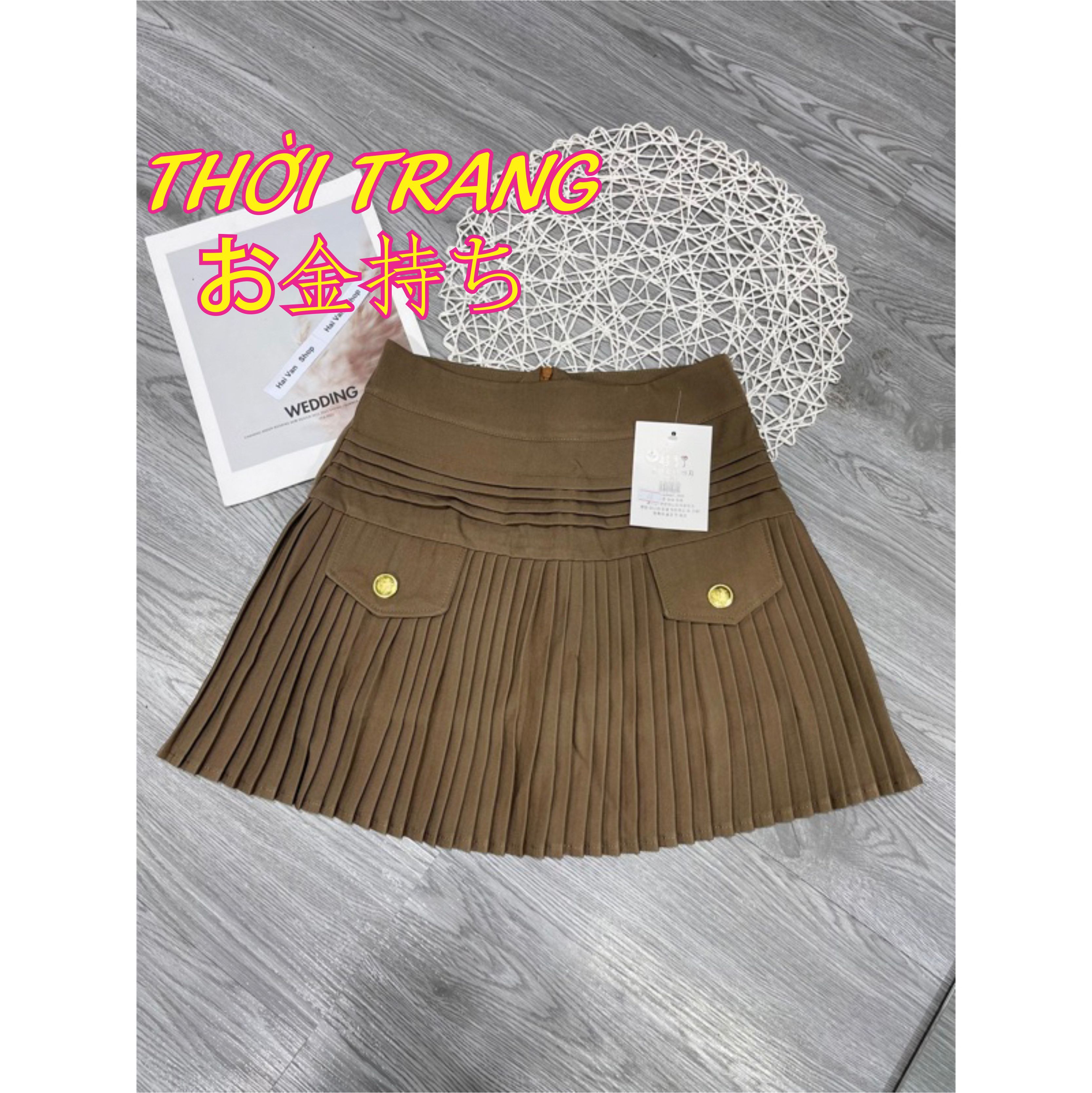 Chân váy xếp ly nắp túi lên dáng sang chảnh có lót quần trong 168