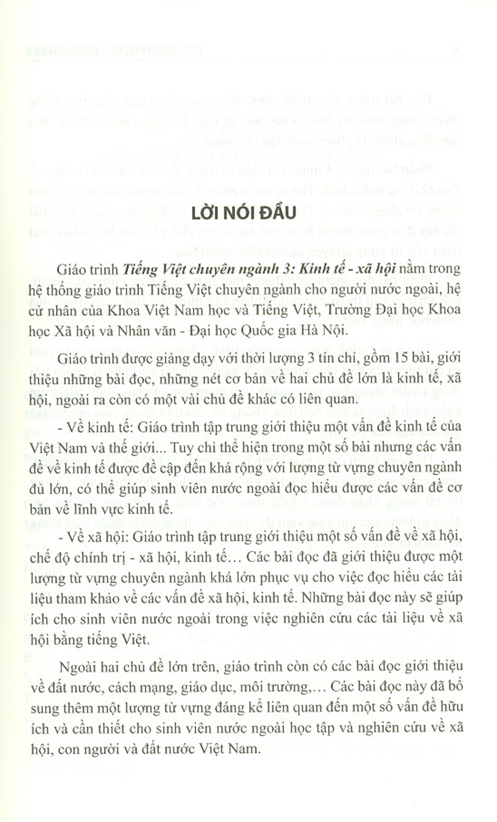 Giáo Trình Tiếng Việt Chuyên Ngành 3: Kinh Tế - Xã Hội Cho Người Nước Ngoài