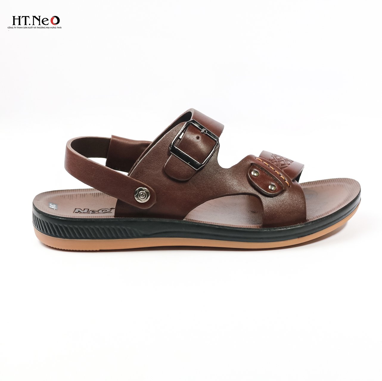 Giày sandal nam - dép nam HT.NEO 100% da bò mềm mại, đế cao su nguyên khối, khâu chân quai siêu chắc SD76