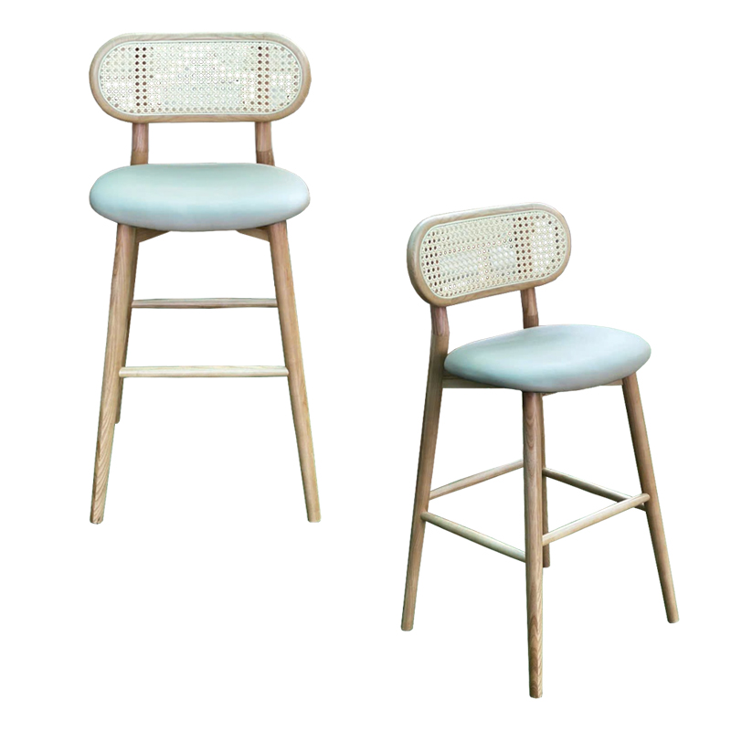 Ghế quầy bar gỗ ash cao 75cm CB DECO-75P Nội thất Capta Ghế ngồi quầy đảo bếp khung gỗ tần bì ash lưng tựa đan mắt cáo nệm bọc PVC hoặc vải gỗ pollywood tại HCM - Nệm bọc vải