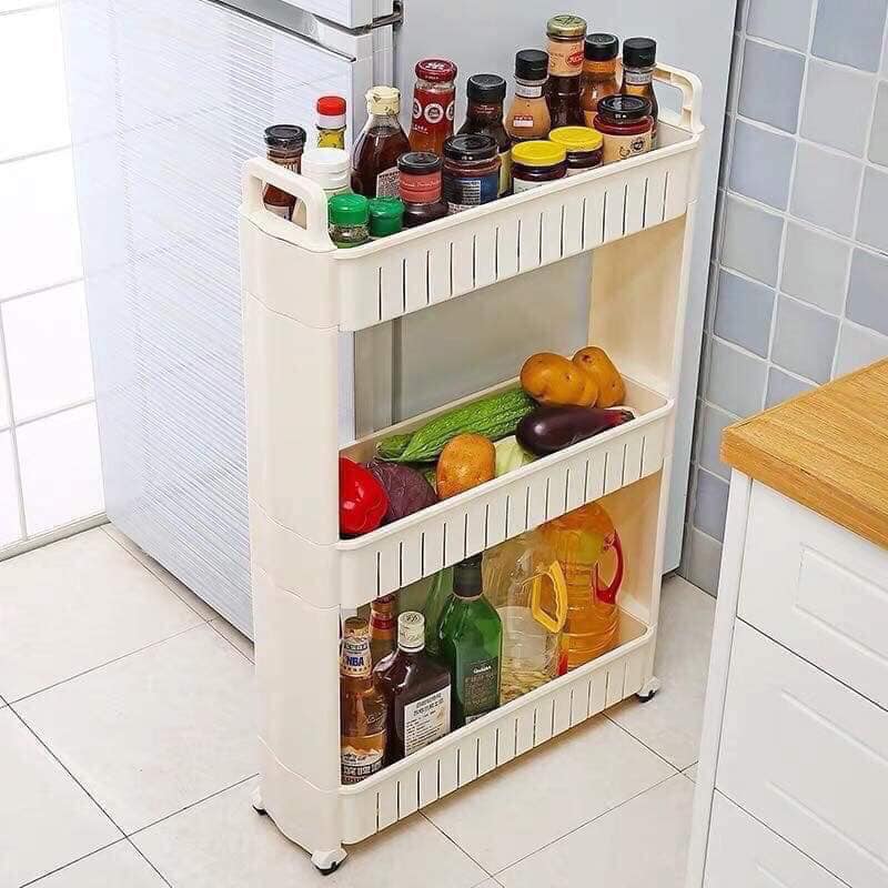 Kệ để và sắp xếp đồ dùng gia đình 3 tầng có bánh xe di động, thiết kế sang trọng, hiện đại tận dụng tối đa các khe hẹp góc phòng, dễ lắp ghép, thiết kế mang tính thẩm mỹ cao