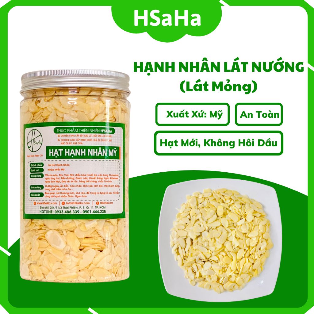 Hạnh Nhân Lát Ăn Liền HSaHa - Hạt Hạnh Nhân Cắt Lát Mỏng Rang Mộc - Giòn, Béo, Thơm, Ngon