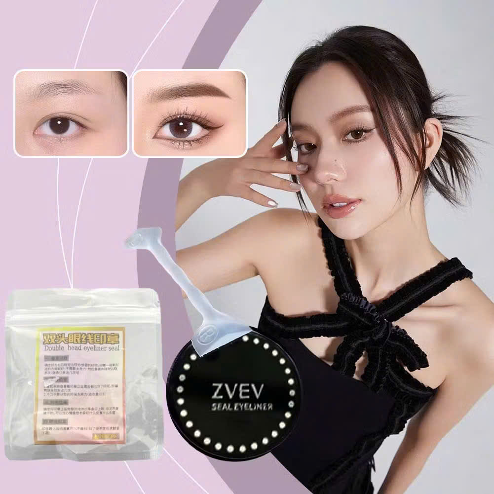Cây silicon Khuôn in eyeliner 2 ĐẦU Khuôn kẻ mắt sử dụng mực in sắc nét chống nước lâu trôi nét đều dành cho người mới tập trang điểm - #CÂY SILICON &amp; MỰC