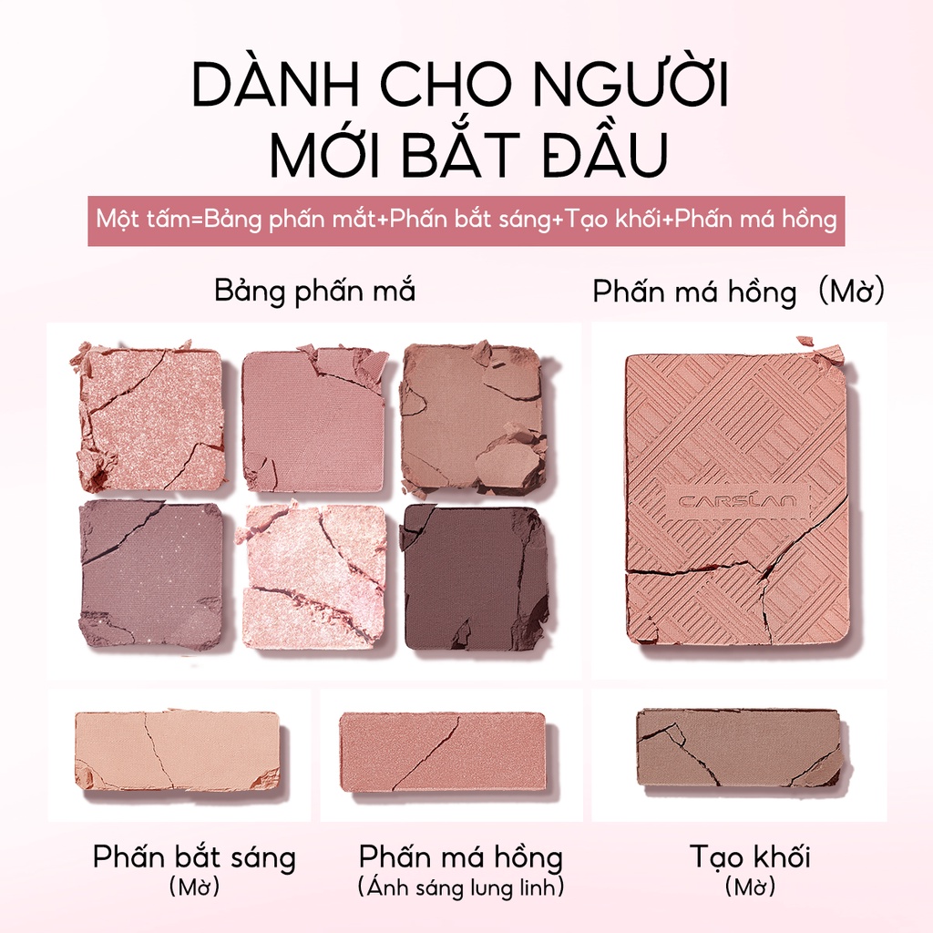 Bảng phấn mắt Carslan 10 màu Phấn má hồng Phấn bắt sáng Tạo khối 18g