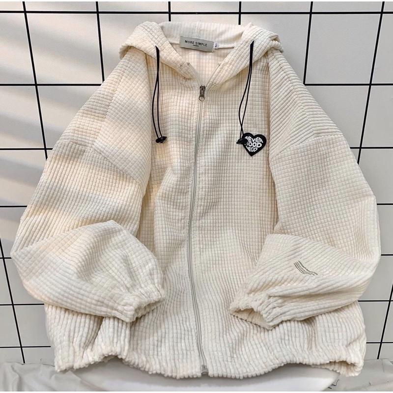 Áo Khoác Nhung Gân ViGo Form Rộng Nam Nữ Unisex