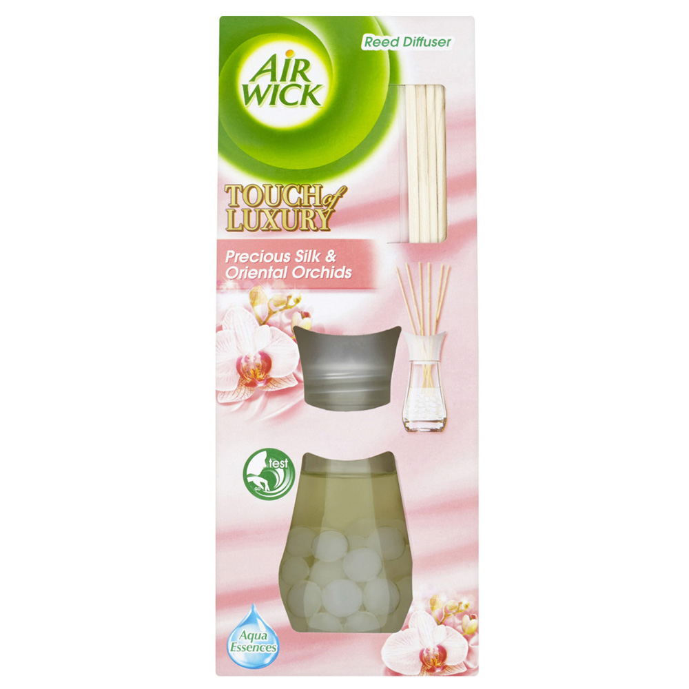 Bộ khuếch tán tinh dầu que mây Air Wick Precious Silk &amp; Oriental Orchids 30ml QT06522 - lụa, hoa phong lan