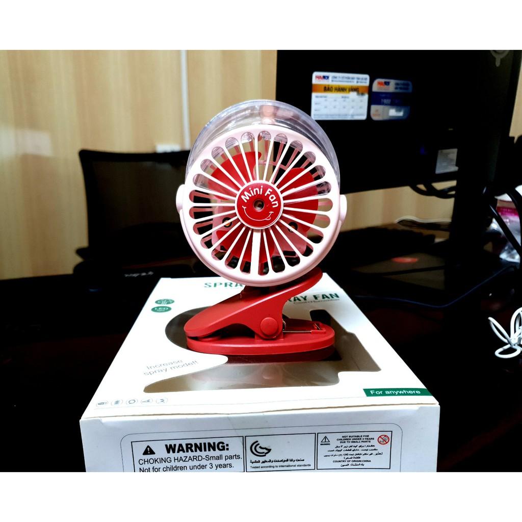 Quạt Hơi Nước Mini Phun Sương Tích Điện Có Kẹp xe đẩy, Để Bàn Tiện Lợi Sử Dụng