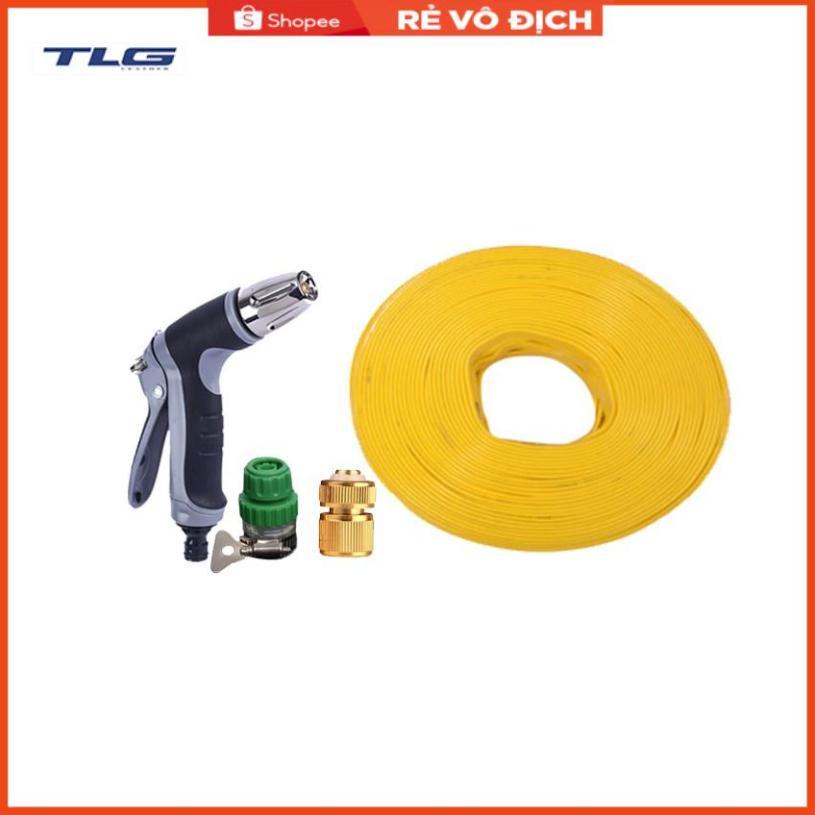 Bộ dây vòi xịt nước rửa xe,tưới cây tăng áp 3 lần 3-5m(cút đồng nối nhựa xanh) 206817