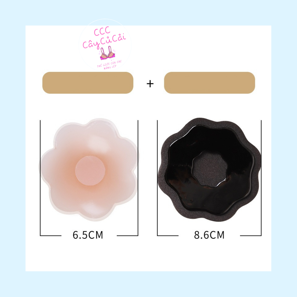 Cặp miếng dán đầu ti, miếng dán ngực,miếng dán nhũ chất liệu da xốp kính đáo hình hoa mai - DON041
