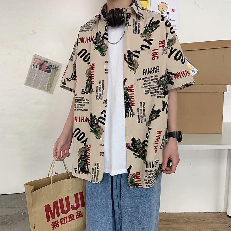 Áo sơ mi tay ngắn in họa tiết thời trang dành cho nam