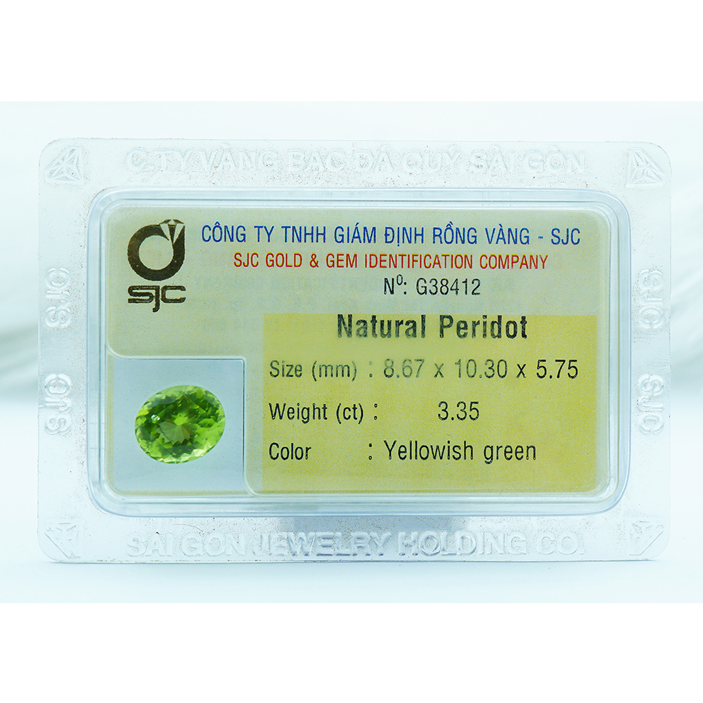 Mặt Đá Quý Peridot Tự Nhiên Kiểm Định Mài Giác Oval 8*10 Li