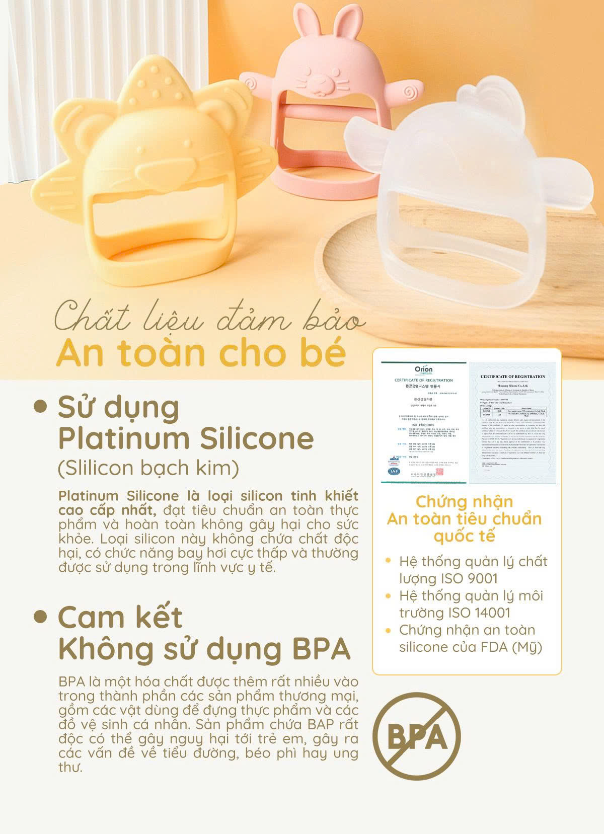 Gặm nướu cho bé từ sơ sinh SILIPOT BEBE mềm, chất liệu platinum silicone, an toàn cho bé, không BPA, chịu nhiệt 250 độ