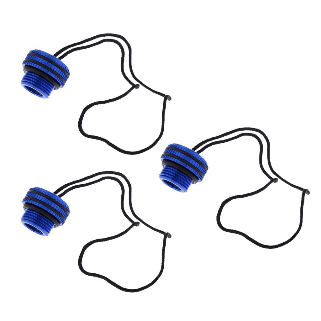 3x Durable Tank Protective Valve Caps with Retainer Cord for Scuba Diving, Kayak, Inflatable Boat