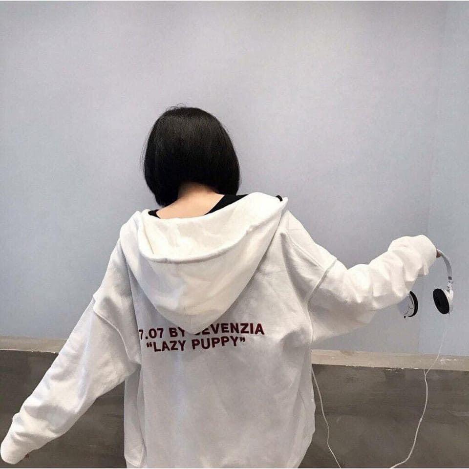 Áo Khoác Nỉ 07.07 Hình Cún Nhiều Màu Dáng Rộng Có Mũ 4 Màu Xinh Xắn