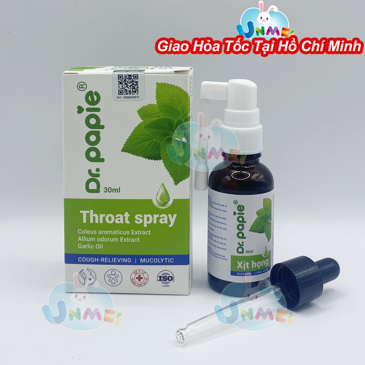 Xịt Họng Dr.Papie Dịch Chiết Húng Chanh Hỗ Trợ Giảm Ho, Tăng Sức Đề Kháng Đường Hô Hấp 30ml Dùng Cho Cả Trẻ Em Và Người Lớn