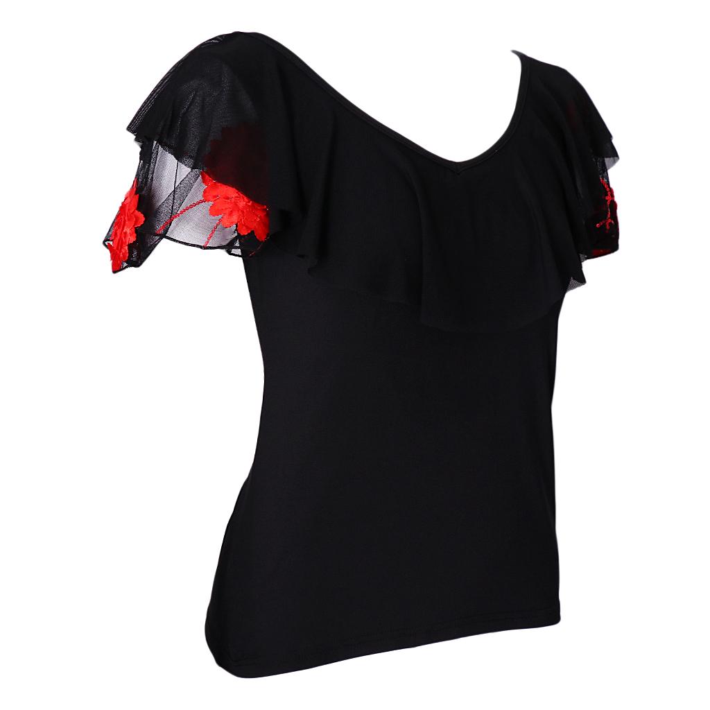 Ballroom Flamenco Latin Salsa Dance Blouse Tops Stage Dancewear Costumes