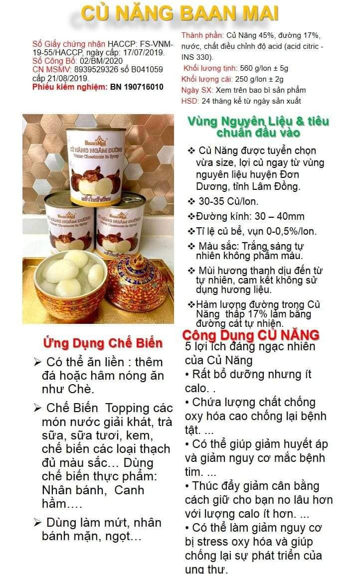 Củ Năng Ngâm Nước Đường BaanMai (560gr)