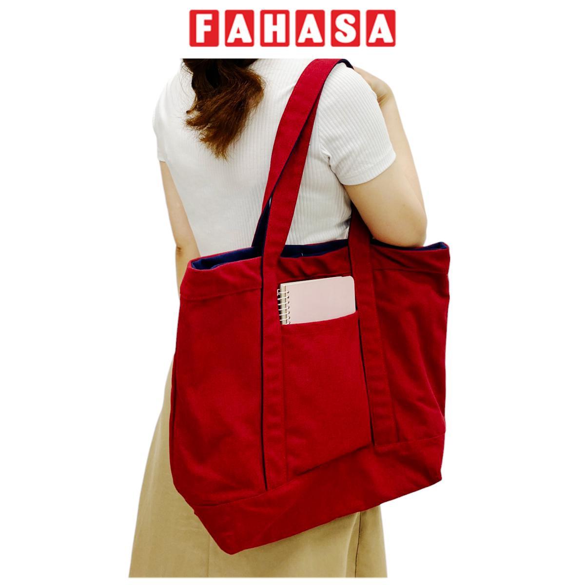 Túi Vải Tote 2 In 1 Phối 2 Màu - Saigon ZeroWaste - Màu Đỏ + Xanh Dương