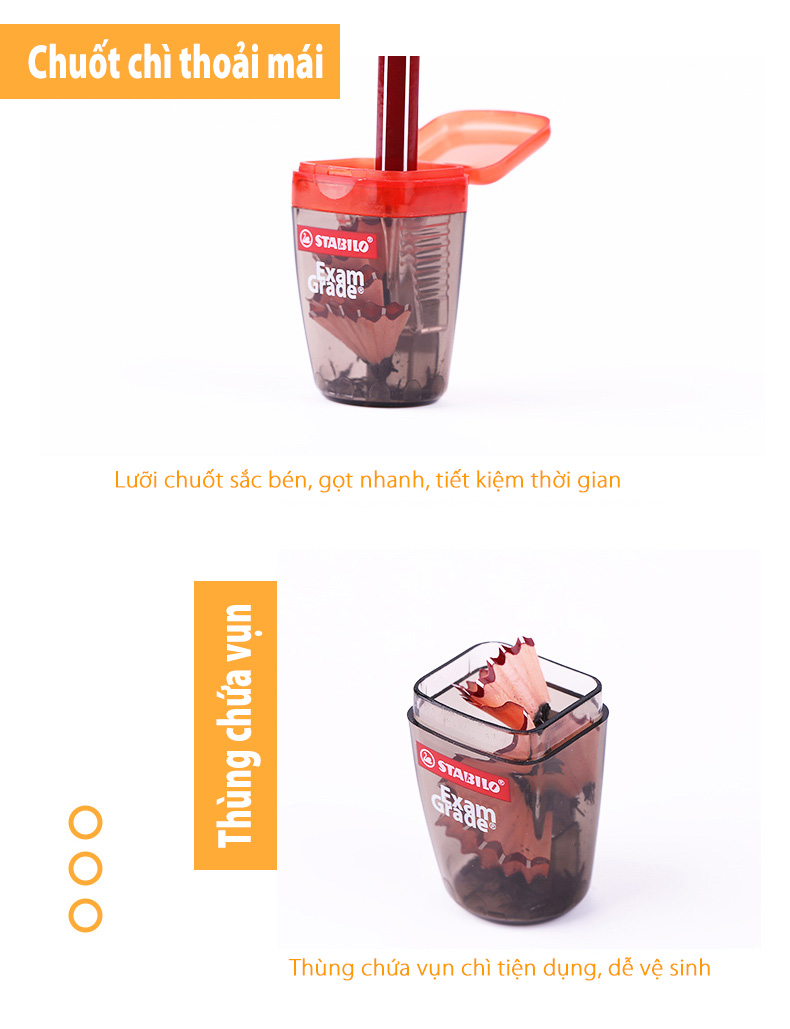 Combo 2 Gọt Bút Chì Stabilo Exam Grade PS4518 - Bộ 3 chuốt (PS4518-C3)