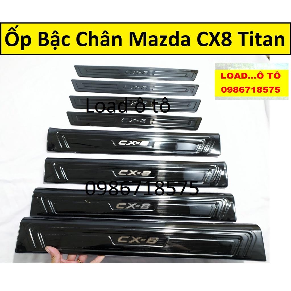 Ốp Bậc Cửa, Nẹp Bước Chân Trong, Ngoài Mazda CX8 2023-2020 Chất Liệu Titan Cao cấp