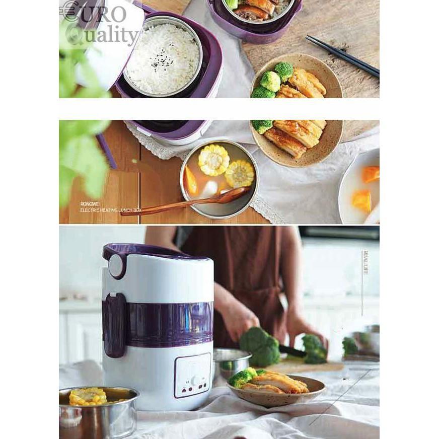Hộp cơm điện hâm nóng và hỗ trợ nấu thức ăn 3 tầng