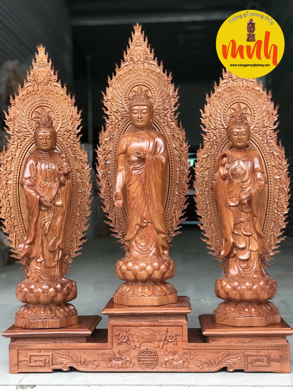 Bộ Tượng Phật Tây Phương Tam Thánh Kích Thước Cao 40cm, 50cm, 60cm, 70cm