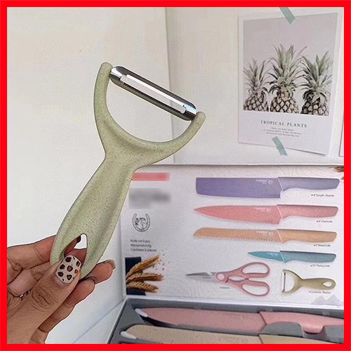 Bộ Dao Làm Bếp Lúa Mạch 6 Món Kháng Khuẩn Nhiều Màu Sắc, Siêu Sắc Bén
