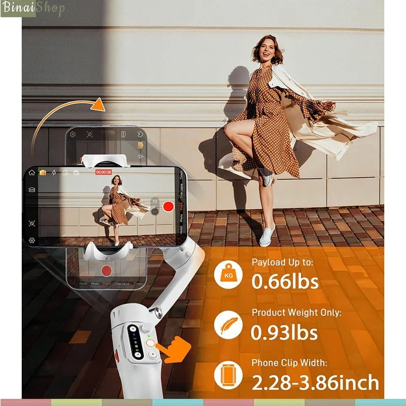 Hohem Isteady V3 - Gimbal Chống Rung Kiêm Gậy Selfie Cho Smartphone, Tích Hợp AI, Điều Khiển Từ Xa, Tải Trọng 300g - Hàng chính hãng