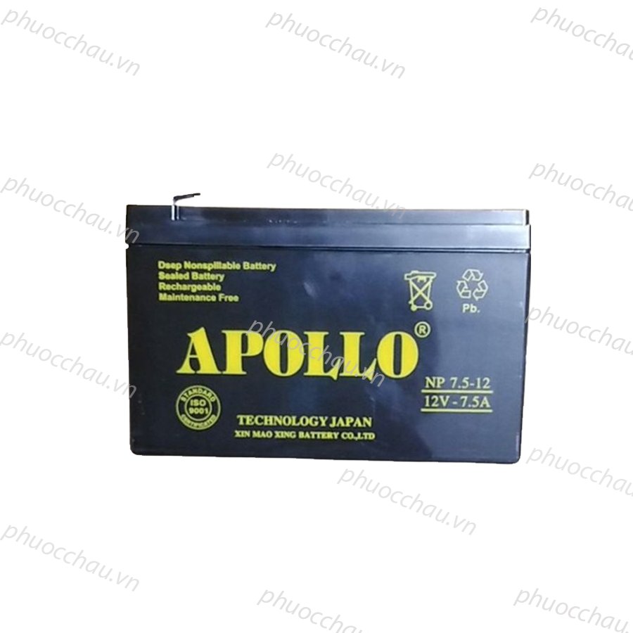 Ắc Quy Apollo NP7.5-12 12V-7.5AH, dùng cho xe điện trẻ em, UPS, loa kéo, hệ thống báo cháy...