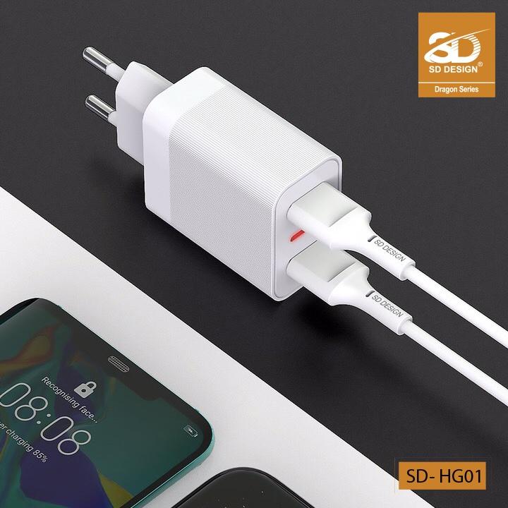 Củ sạc 2 cổng USB 2.4A SD DESIGN HG01 sạc sử dụng cho các dòng điện thoại di động bảo hành 1 đổi 1