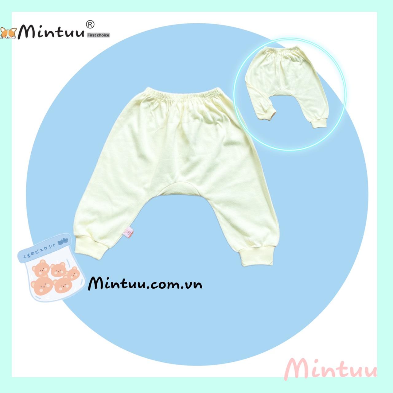 Quần đáy nêm, quần đóng bỉm màu gấu bo cho bé sơ sinh thương hiệu MINTUU, chất liệu vải 100% cotton - Biển