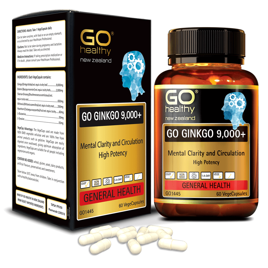 GO Ginkgo 9000+ 60 viên- Viên uống bổ não nhập khẩu chính hãng GO Healthy New Zealand
