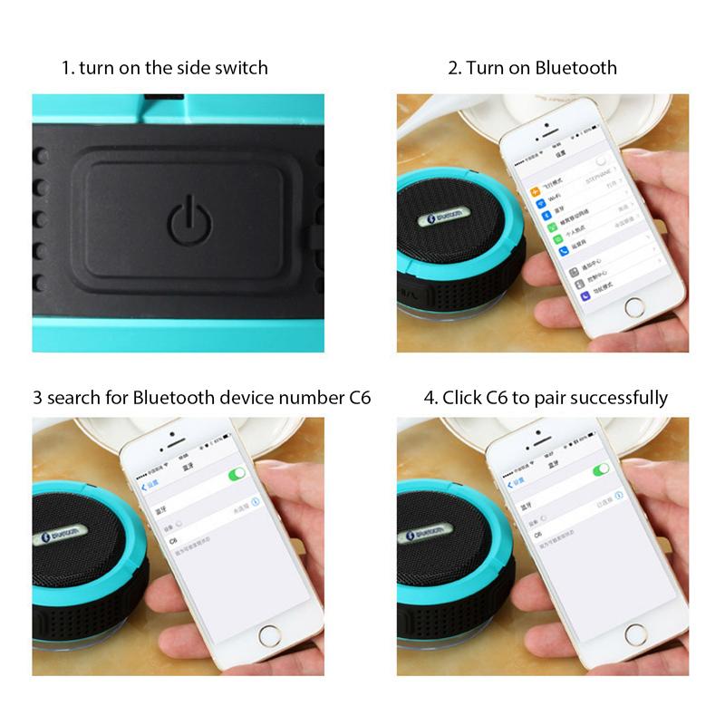C6 Loa Bluetooth Mini Di Động Chống Nước Thể Thao Ngoài Trời Bữa Tiệc Nhỏ Loa Ô Tô Không Dây Cuộc Gọi Rảnh Tay Và Hút Color: 005