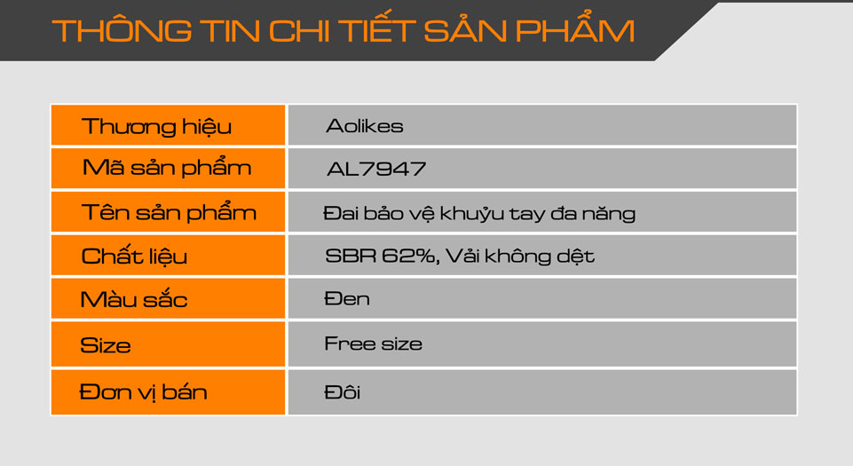 Đai bó cơ khuỷu tay AOLIKES 7947 hỗ trợ khi chơi quần vợt, gym sport elbow support