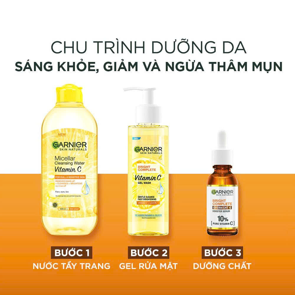 Dưỡng chất ban đêm dưỡng sáng &amp; phục hồi Garnier 10% Vitamin C Nguyên Chất Bright Complete Overnight Serum 30ml