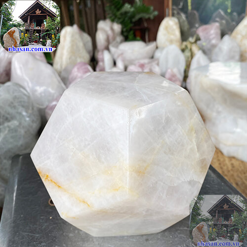Đá 12 mặt thạch anh hồng thiên nhiên giúp hạnh phúc gia đình viên mãn QC938 nặng 6.8kg kích thước 17.5x11
