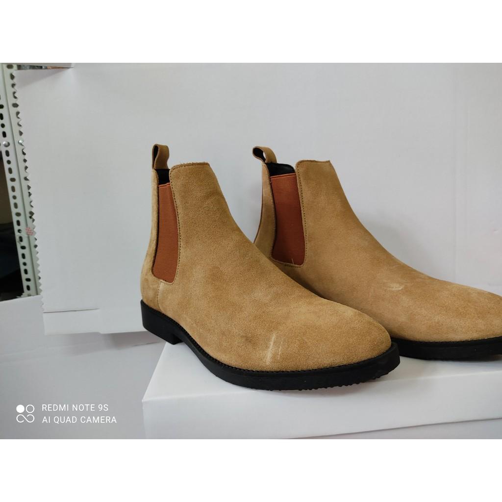 Chelsea Boots Da Lộn Nâu Đế crep