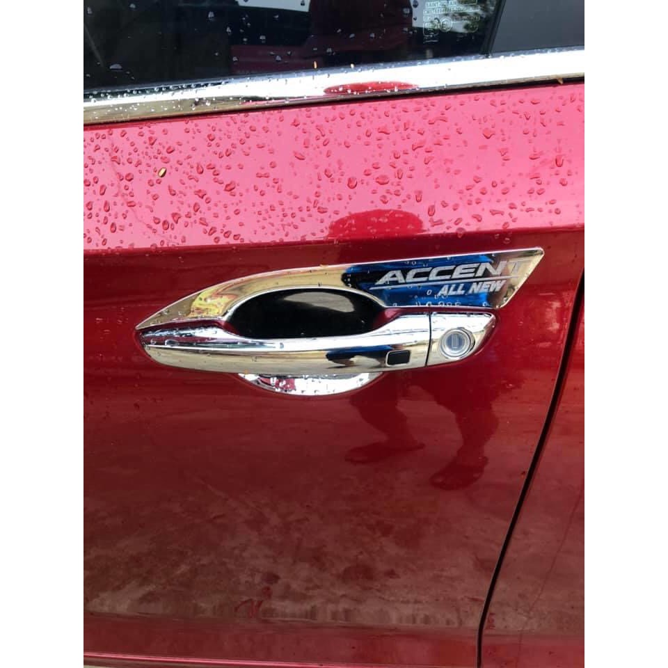 Ốp hõm cửa, chén cửa xe Hyundai Accent 2018- 2020- 2021- 2022, mạ crom cao cấp