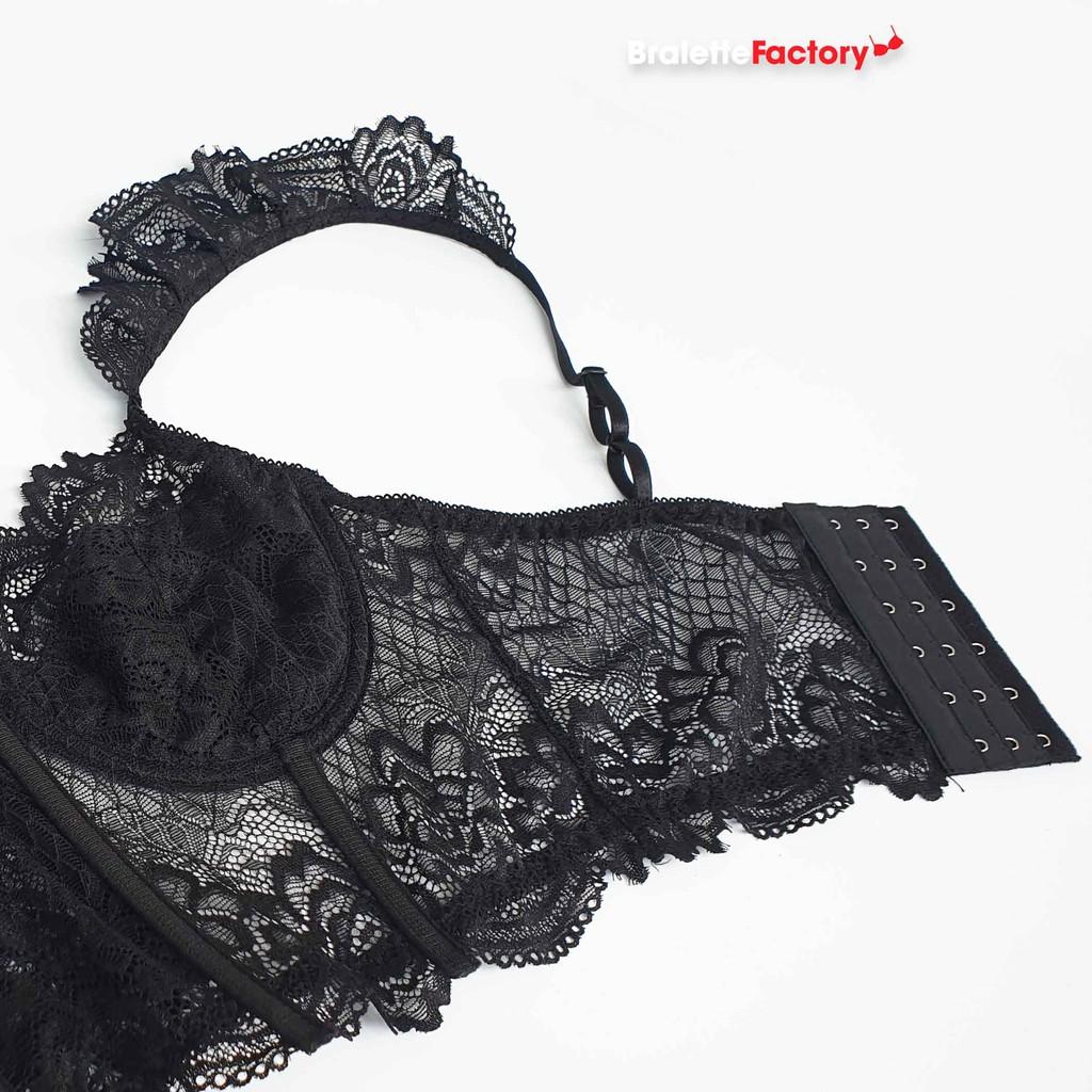 Áo croptop Bralette ren đen sexy hàng thiết kế, có gọng, mút lót N04
