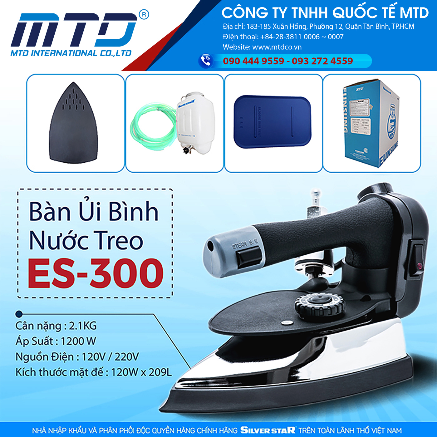 Bàn ủi hơi nước công nghiệp ES-300 + Tặng mặt nạ bàn ủi - Hàng nhập khẩu