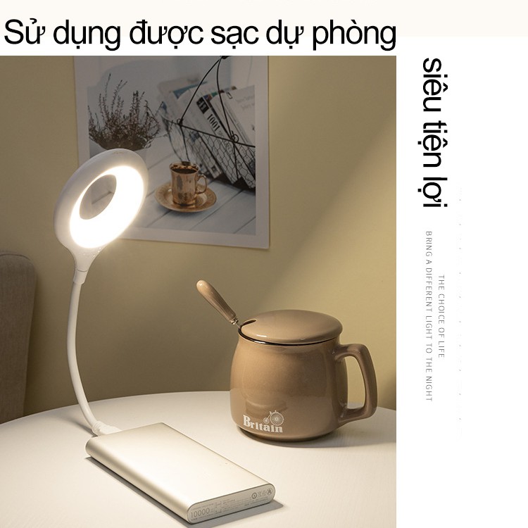 Đèn led kẹp bàn học xoay 360 độ sạc tích điện với 3 chế độ ánh sáng