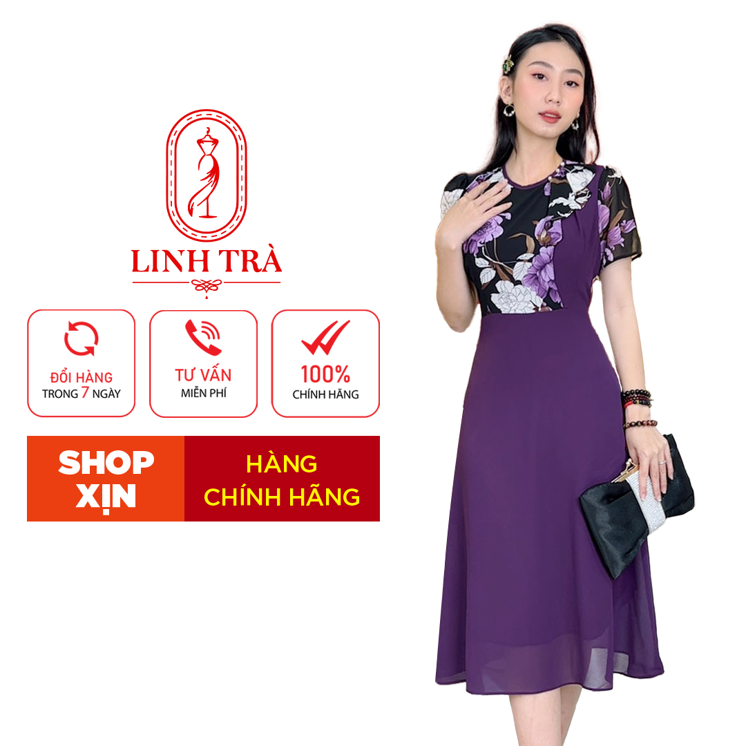 Đầm Trung Niên [ Linh Trà ] (TM 1136) Bigsize Màu Sắc Trẻ Trung Tươi Sáng Họa Tiết Sang Trọng Đi Làm Đi Tiệc Cho Mẹ U50